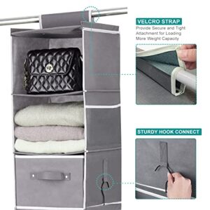 ropesmart 6-Shelf Hanging Closet Organizer Storage with 2 Drawers & Side Pocket, Two 3-Shelf Separable Hanging Storage Shelves for Closet & RV, Dorm Room and Baby Nursery Closet Organization