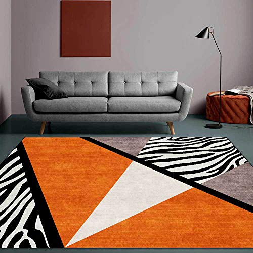 GYMS Rug Carpet, Geometric Black and White Stripes Orange Rug, for Bedroom Bedside Living Room Kitchen Floor Mat Rugs,120 * 160CM