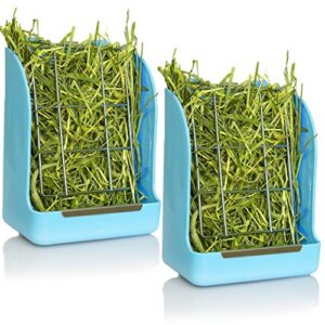 calpalmy 2-pack hay feeder for rabbits, guinea pigs, and chinchillas - minimize waste and mess with 5 1/2" x 3" x 7 3/8" hanging alfalfa and timothy hay dispenser