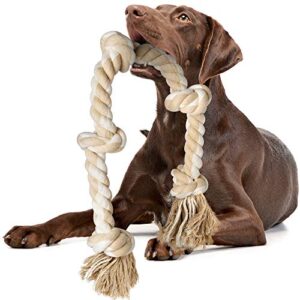 fida dog rope toys for large/medium aggressive chewers, tough rope chew toy, 3 feet 5 knots indestructible natural cotton rope, tug of war dog pull rope teeth cleaning