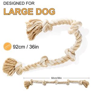 Fida Dog Rope Toys for Large/Medium Aggressive Chewers, Tough Rope Chew Toy, 3 Feet 5 Knots Indestructible Natural Cotton Rope, Tug of War Dog Pull Rope Teeth Cleaning