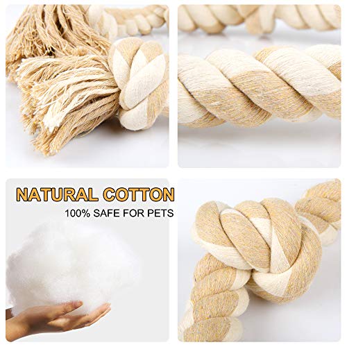 Fida Dog Rope Toys for Large/Medium Aggressive Chewers, Tough Rope Chew Toy, 3 Feet 5 Knots Indestructible Natural Cotton Rope, Tug of War Dog Pull Rope Teeth Cleaning