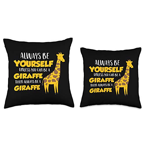 Africa Giraffe Gifts and Giraffe Sayings Funny Unless You Can Be a Giraffe Throw Pillow, 18x18, Multicolor