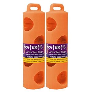 unipet hentastic hanging 4-hole chicken treat feeder toy, orange (2 pack)