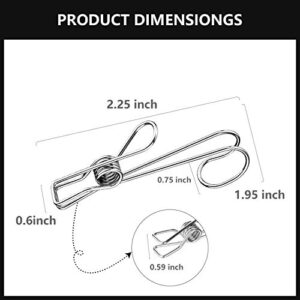 12 Pack 304 Stainless Steel Metal Long Tail Clip with Hooks Clothes Pins Hanging Universal Clips for Kitchen Bathroom Office