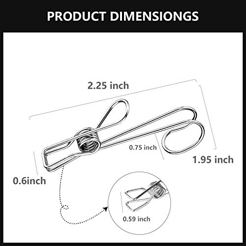 12 Pack 304 Stainless Steel Metal Long Tail Clip with Hooks Clothes Pins Hanging Universal Clips for Kitchen Bathroom Office