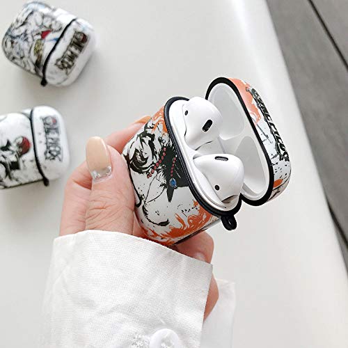 BONICI Protective Case for AirPods Pro, Creative Anime Hero Theme Chinese Landscape Painting Style White Black Soft Silicone TPU Rubber Cover Earbud Earphone Wireless Charging Case -Pattern 9