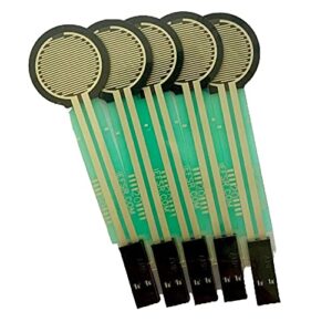 5 pack flexible sensing resistors with female contact and housing, thin film pressure sensor compatible with arduino or microbit diy kit, 0.5 inch circle, fsr 402 with 2 pin female contacts housing