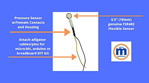 5 Pack Flexible Sensing Resistors with Female Contact and Housing, Thin Film Pressure Sensor Compatible with arduino or microbit DIY kit, 0.5 inch Circle, FSR 402 with 2 pin Female Contacts Housing