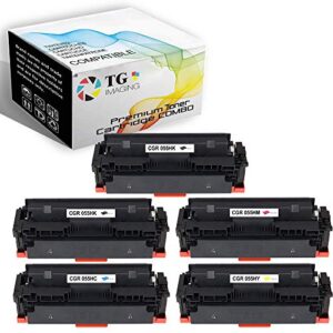 (5-pack, extra black) tg imaging compatible 055h toner cartridge replacement for canon 055 high page yield toner (2b/c/y/m) for color imageclass mf740c mf741cdw lbp664cdw toner printer