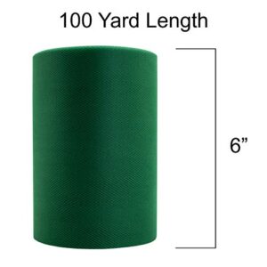 Tulle Fabric Roll | 6” by 100 Yards | Polyester Spool for Crafts Decorations Tutu Weddings Costumes Skirts Parties and More – by Craft Forge (Hunter Green)