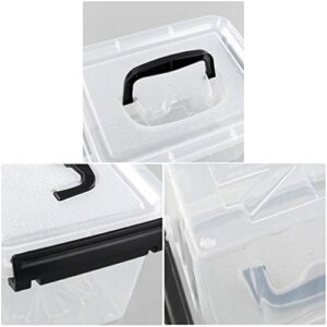 Farmoon 3.5 Quart Clear Storage Bin, Small Plastic Stackable Box/Cotainer with Lid and Black Handle, 6 Packs