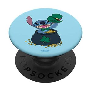 disney stitch pot of gold shamrock st. patrick's day popsockets popgrip: swappable grip for phones & tablets