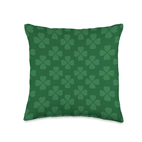 Irish Green Four Leaf Clover Irish Shamrock Green Four Leaf Clovers Throw Pillow, 16x16, Multicolor