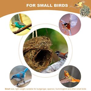 Hummingbird Bird Nest, Handwoven Straw Grass Hanging Bird Hut Grass Woven Parakeet Breeding Cave Cozy Resting Place Sparrow House for Cockatiel Parrots Parakeet Conures Finch (H02)