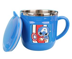everyday delights marvel captain america stainless steel insulated cup with lid, 260ml blue