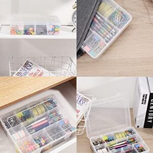 iBune 12 Grids Plastic Compartment Container, Bead Storage Organizer Box Case with Adjustable Removable Dividers for Jewelry Craft Tackles Tools, Size 8.8 x 7.1 x 2.3 in, White