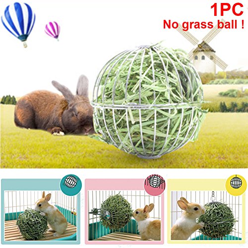 UXELY Metal Food-Ball, Guinea Pig Hay Feeder, 8/13cm Feed Ball for Rodents, Rabbit Grass Manger Holder Feeding Dispenser for Bunny, Stainless Steel Frame