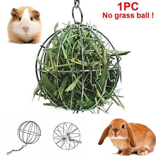 UXELY Metal Food-Ball, Guinea Pig Hay Feeder, 8/13cm Feed Ball for Rodents, Rabbit Grass Manger Holder Feeding Dispenser for Bunny, Stainless Steel Frame