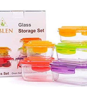TIBLEN 10 Pcs Glass Food Storage Containers - Airtight & Leakproof Lunch Boxes with Snap Lock Lids - Meal Prep Containers for Kitchen, Home Use - Microwave, Freezer Safe - BPA Free Food Storage