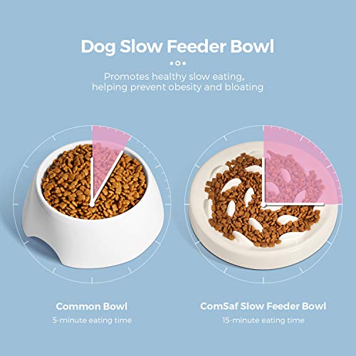 Slow Feeder Bowl for Cats and Small Dogs,Cilkus Fish Pool Design, Fun Interactive Bloat Stop Puzzle Feeder Bowl Healthy Eating Diet Made of Melamine Food Grade Material Dishwasher Safe (Small,White)