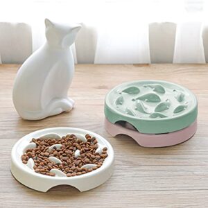 Slow Feeder Bowl for Cats and Small Dogs,Cilkus Fish Pool Design, Fun Interactive Bloat Stop Puzzle Feeder Bowl Healthy Eating Diet Made of Melamine Food Grade Material Dishwasher Safe (Small,White)