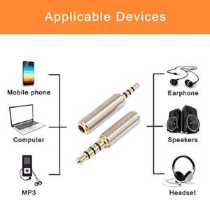 MIUONO 2.5mm to 3.5mm Adapter and 3.5mm to 2.5mm Adapter, Gold Plated Jack Stereo Full Metal Connector Converter for Smartphones, Headphone, Mic, Tablets Support MIC Function