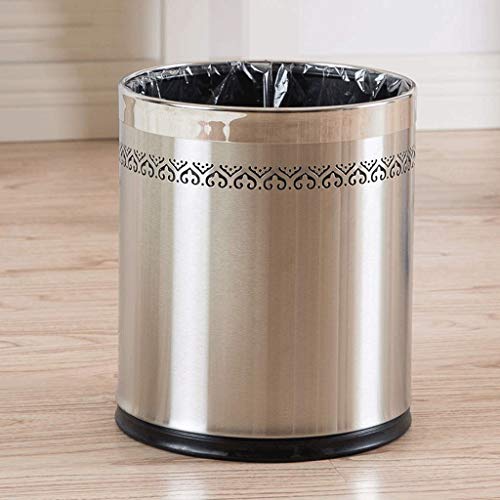 TJLSS Trash Can Commercial Grade, Heavy Gauge Brushed Stainless Steel (Color : A)