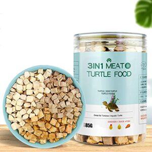 bnyee 3 in 1 meat turtle food - chicken & duck & fish meat natural freeze dried human-grade turtle treats