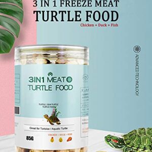 BNYEE 3 in 1 Meat Turtle Food - Chicken & Duck & Fish Meat Natural Freeze Dried Human-Grade Turtle Treats