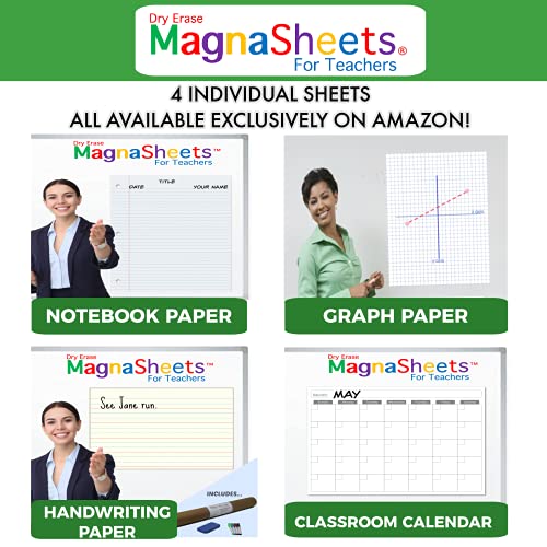 NEW AND IMPROVED FOR 2023! Jumbo Sized Dry Erase Whiteboard Graph Paper for Classroom 22x28 | Complete Erase PET Laminate - No Ghosting, Staining!! | Bonus Storage Tube | Sustainable Teaching Supplies