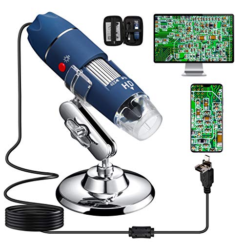 Bysameyee HD 2MP 2K USB Microscope, 40X to 1000X Magnification Digital Microscope Camera Inspection Endoscope with Carrying Case, Compatible with Windows 7 8 10, Mac, Linux, OTG Android Phones