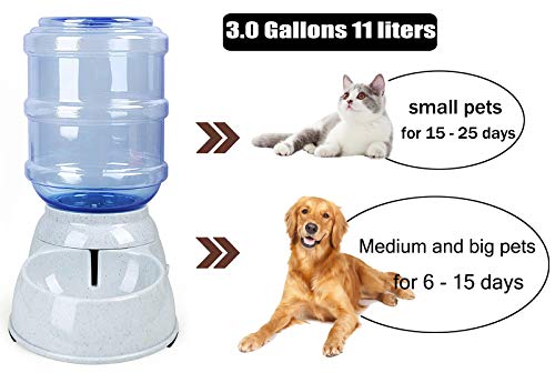 Blessed family Pet Gravity Water Dispenser Large 3 Gallon 11 Liters-Thickened Durable, Dog Cat Water Bowl Dispenser Large, Automatic Replenish Pet Waterer Dispenser Station