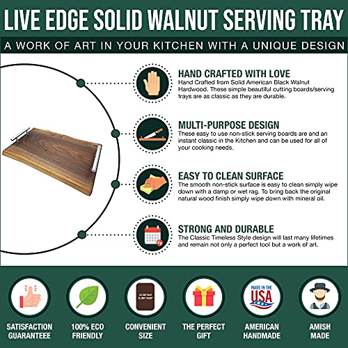 Arbordown- Solid Wood Live Edge Serving Tray (Walnut, Large 150")