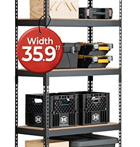 HOMEDANT 5-Tier Laminated Metal Shelving Unit Adjustable Garage Storage Utility Rack Heavy Duty Shelves Organization Multipurpose Shelf Warehouse Basement Pantry Shed 35.9" W x 16.2" D x 71.3" H 1Pack