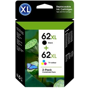 62xl ink cartridge replacement for hp 62xl 62 xl for envy 5540 5640 5660 7644 7645 officejet 5740 8040 officejet 200 250 series printer 2-pack(1black&1tri-color)