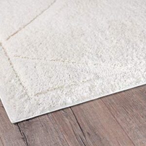 Rugs.com Lattice Shag Collection Rug – 5' x 8' Ivory Shag Rug Perfect for Living Rooms, Large Dining Rooms, Open Floorplans