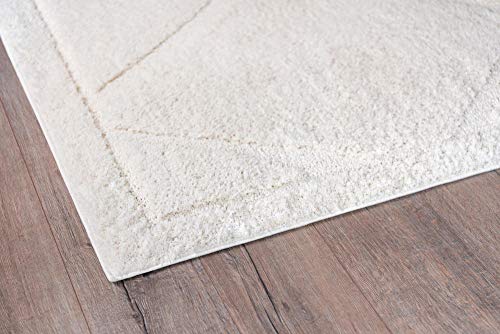 Rugs.com Lattice Shag Collection Rug – 5' x 8' Ivory Shag Rug Perfect for Living Rooms, Large Dining Rooms, Open Floorplans