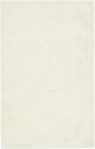 Rugs.com Lattice Shag Collection Rug – 5' x 8' Ivory Shag Rug Perfect for Living Rooms, Large Dining Rooms, Open Floorplans