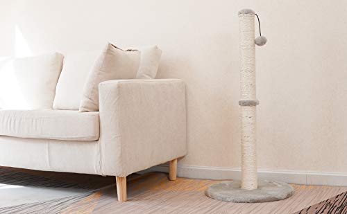 Kazura 29" Tall Cat Scratching Post, Cat Post Scratcher with Sisal Rope and Base Covered with Soft Plush,Cat Scratcher for Kittens(29 in Tall)