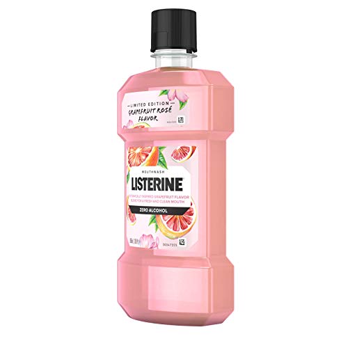 Listerine Zero Alcohol Mouthwash, Oral Rinse Kills up to 99% of Bad Breath Germs, Limited Edition Grapefruit Rose Flavor, 500 mL