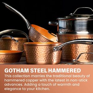 Gotham Steel Hammered Copper Collection – 20 Piece Premium Cookware & Bakeware Set with Nonstick Copper Coating, Includes Skillets, Stock Pots, Deep Square Fry Basket, Cookie Sheet and Baking Pans