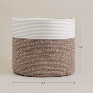 INDRESSME Large Linen Basket (Set of 2)-Woven Basket Laundry Hamper Clothes Storage Bin