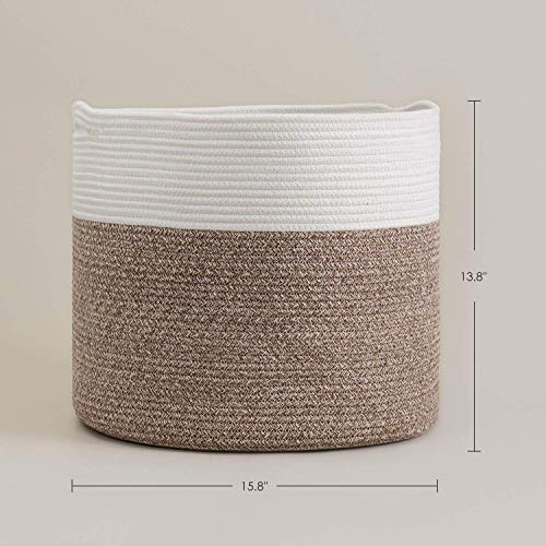 INDRESSME Large Linen Basket (Set of 2)-Woven Basket Laundry Hamper Clothes Storage Bin