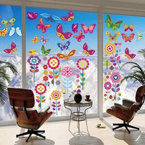 DmHirmg Spring Window Clings Butterfly Flower Window Stickers Summer Window Clings Decals Spring Static Clings for Window Glass Decoration Spring Party Baby Shower Birthday Supplies 9 Sheets