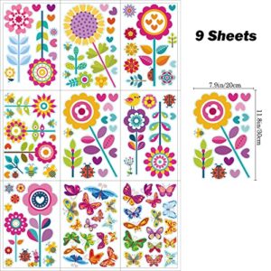 DmHirmg Spring Window Clings Butterfly Flower Window Stickers Summer Window Clings Decals Spring Static Clings for Window Glass Decoration Spring Party Baby Shower Birthday Supplies 9 Sheets