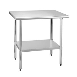 hoccot stainless steel table for prep & work 24" x 36" inches with adjustable shelf, commercial workstations, utility table in kitchen garage laundry room outdoor bbq