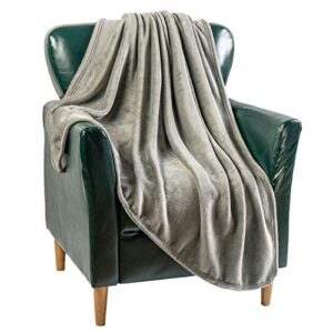 flannel blanket fleece throw twin size grey all season lightweight plush cozy super soft luxury couch sofa bed blanket (gray, twin 60x80)