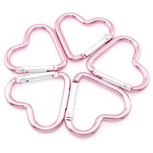 lind kitchen 10pcs heart-shaped aluminum snap hook clip key holder, keychain clip (light pink)