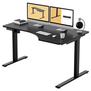 flexispot ef1l essential 55 in l shaped adjustable height desk corner desk electric standing desk adjustable height with memory controller with splice board game desk (black frame + black desktop)